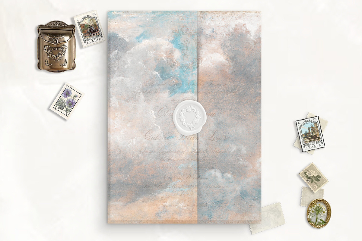 Cloud Printable Vellum Wrap, a Stationery Template by SilverJoyAtelier (Photo 2 of 3)