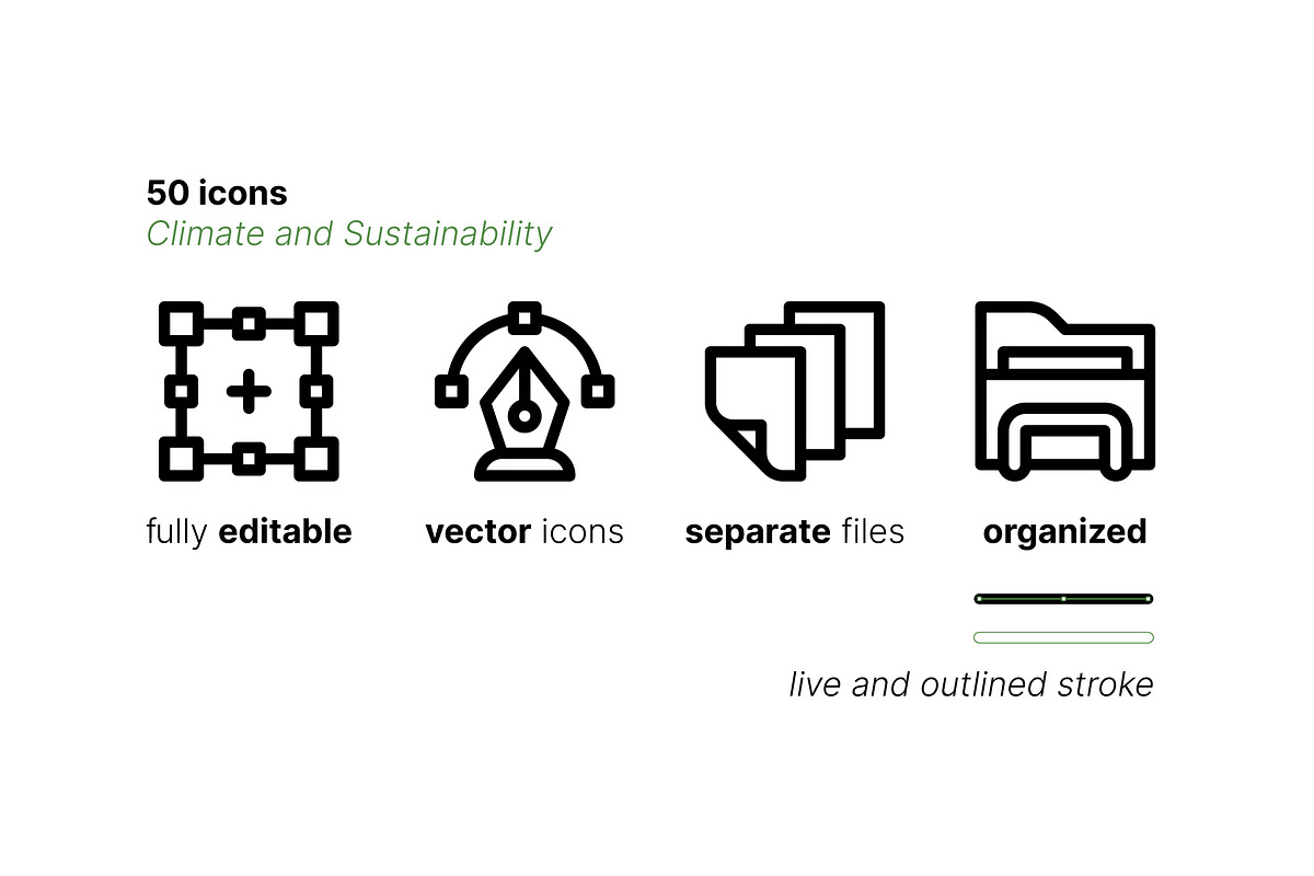 50 Climate And Sustainability Icons, an Outline Icon by Side Project (Photo 3 of 7)
