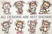 Quirky Easter Tiger Clipart Bundle, an Animal Illustration by RobertsArt (Thumbnail 5 of 6)