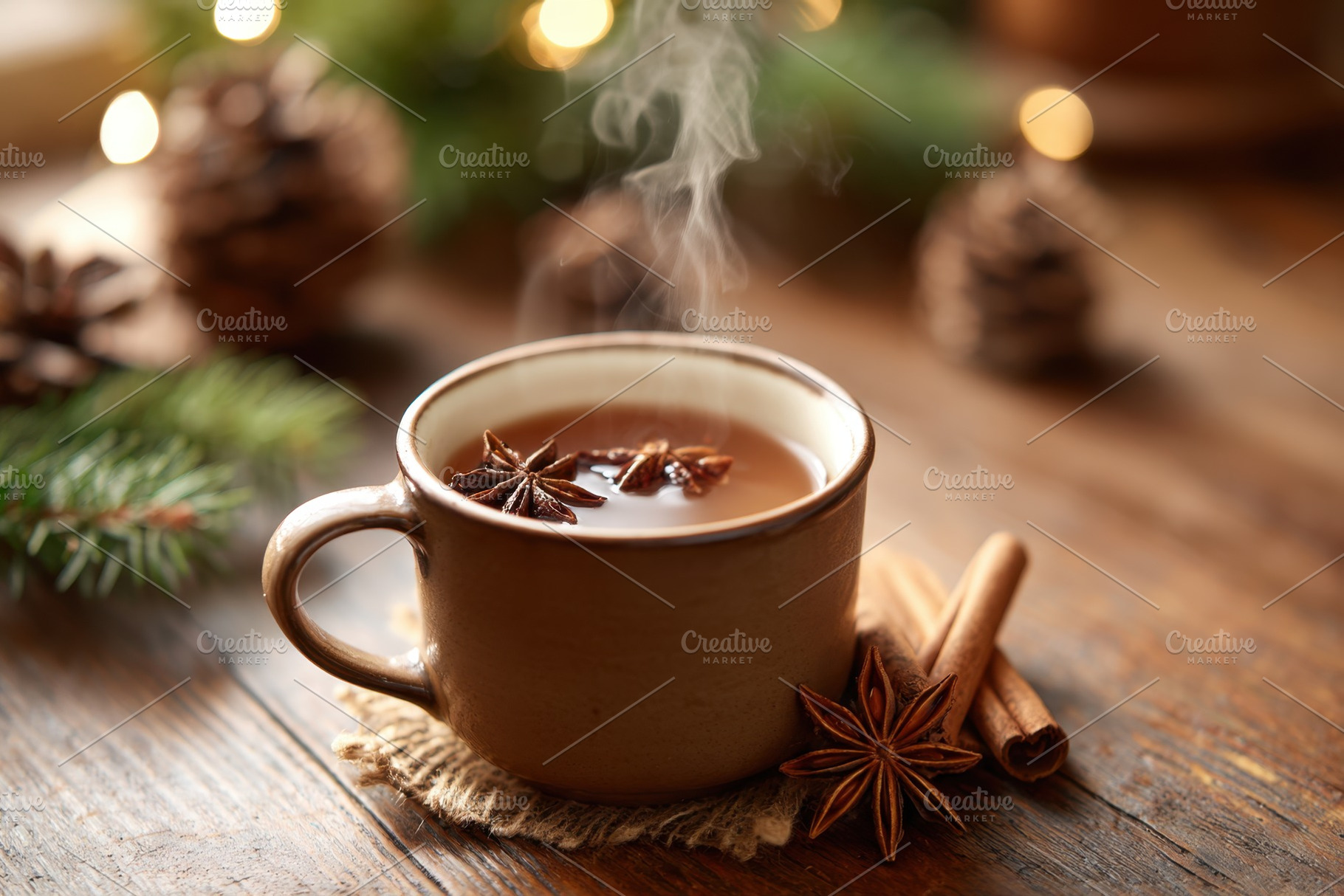 Steaming spiced tea with star anise and cinnamon, a Food & Drink Photo by AlyaAnd