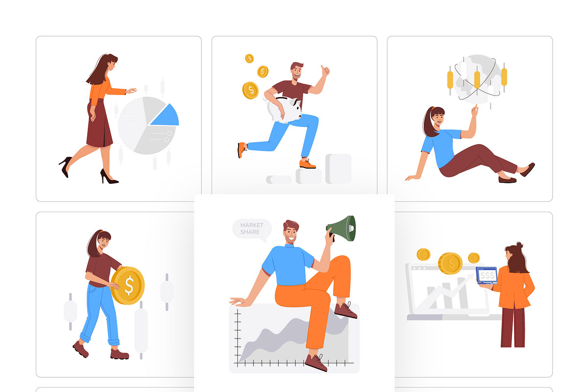 Stock and Finance Illustration Set, a Person Illustration by Vectors Market (Photo 7 of 8)