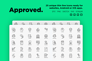 Approved | 25 Thin Line Icons, an Outline Icon by Alex Blogoodf (Thumbnail 2 of 15)