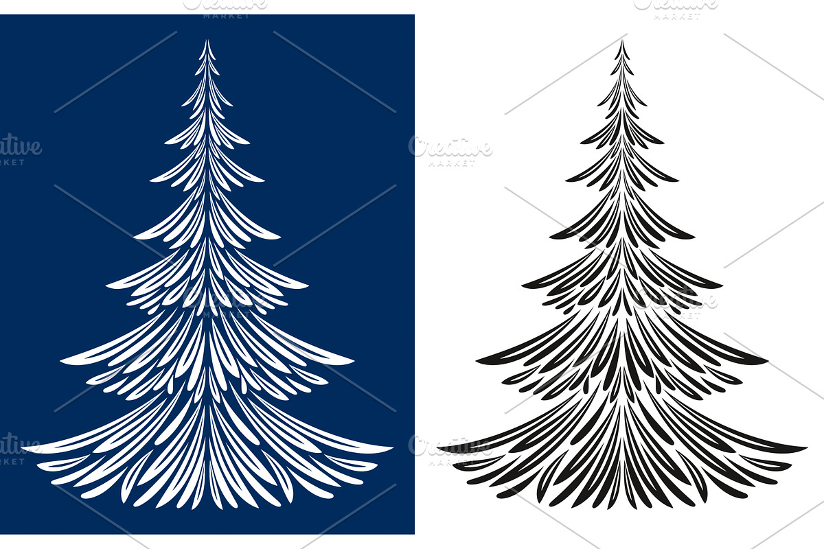 Christmas Fir Tree Contours, an Object Graphic by Ok-sana