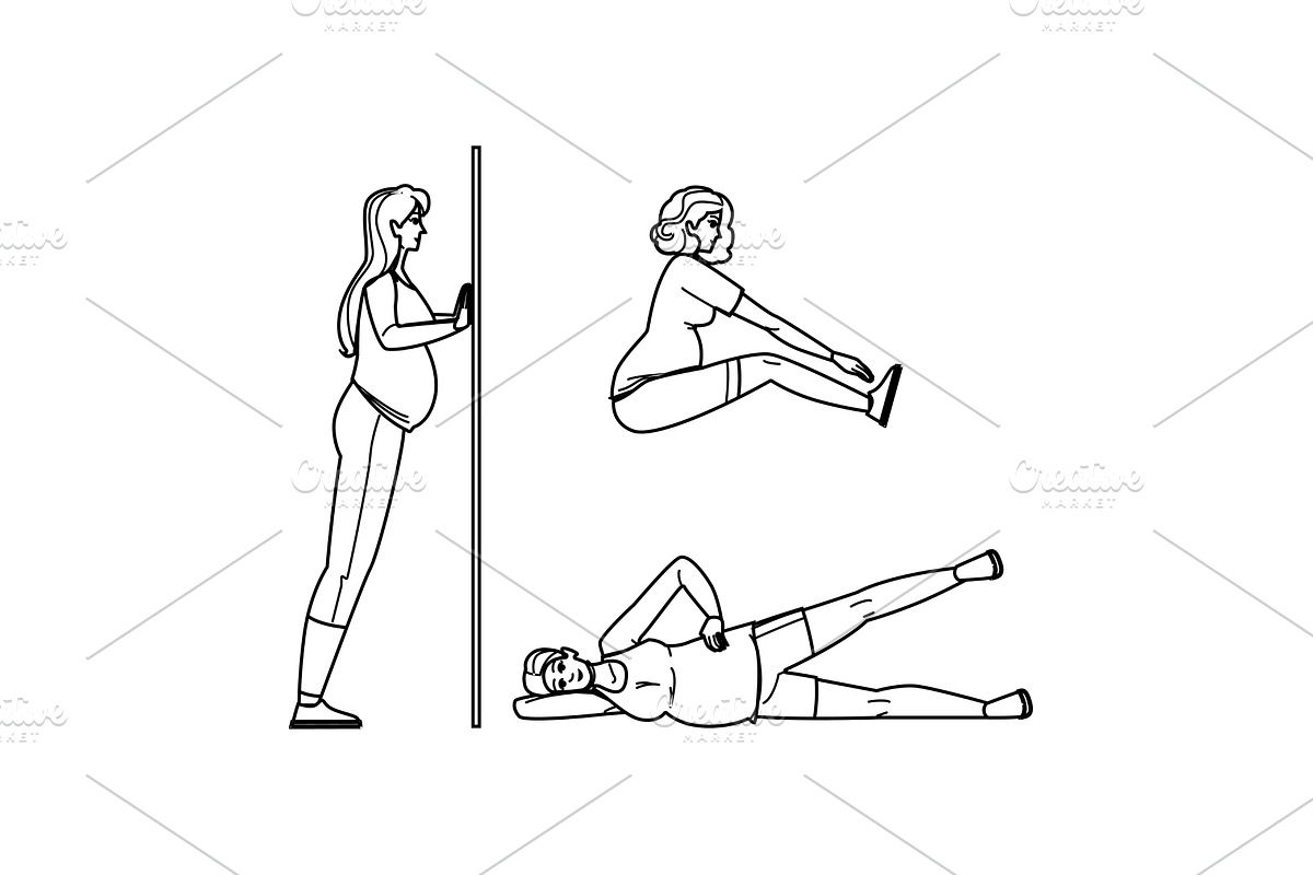 cardio pregnant fitness exercises, a Person Illustration by pikepicture
