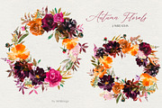 Autumn Florals Bright Fall Clipart, a Decorative Illustration by whiteheartdesign (Thumbnail 4 of 7)