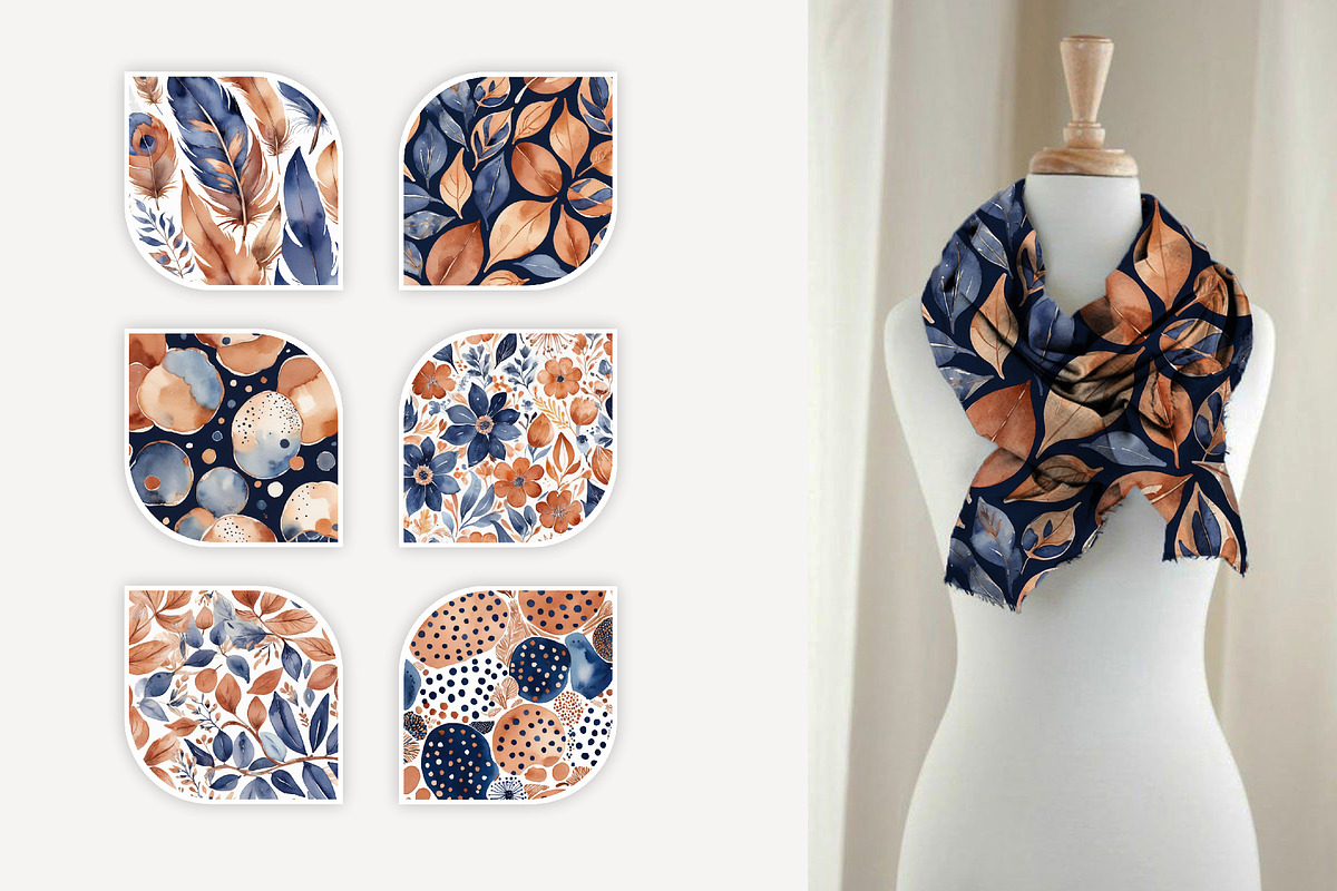Boho Patterns, blue and terracotta, a Pattern Graphic by L- design studio (Photo 3 of 6)