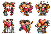 Whimsical Valentine Couple Clipart, an Illustration by CreationArt (Thumbnail 5 of 7)