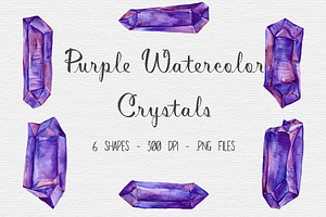 Watercolor Purple Crystal Clipart
