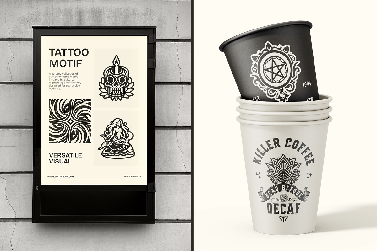 1500 Tattoo Symbols Icons, a Solid Icon by Creative Stall (Photo 3 of 19)