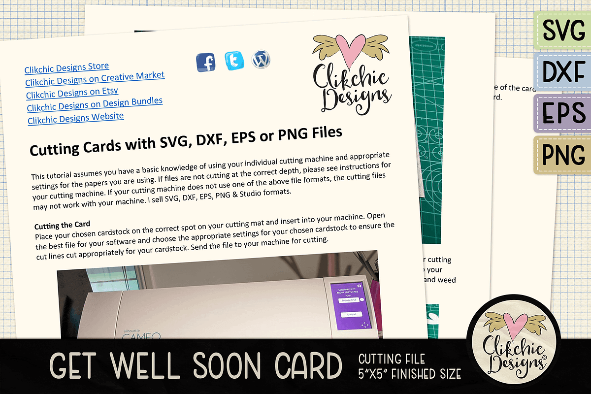 Get Well Soon Card SVG Cutting Files, a Card Template by Clikchic Designs
