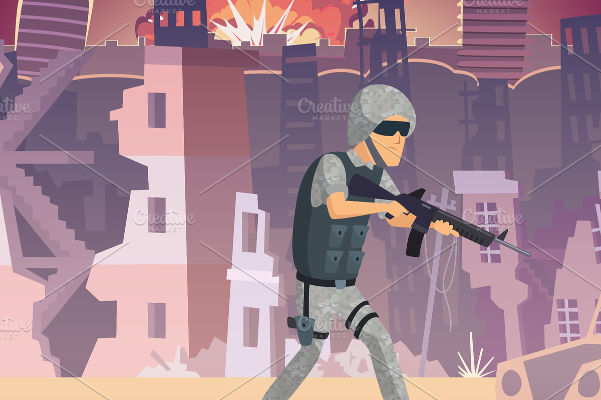 Soldier walking through war torn, a Wallpaper Graphic by Onyx (Photo 2 of 3)