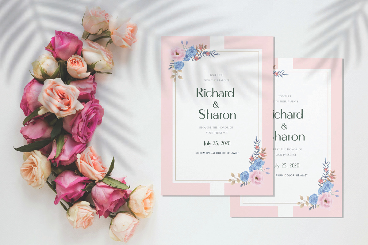 Flowers Wedding Invitation Card, an Invitation Template by Workhu (Photo 1 of 3)