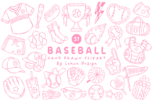 Baseball Hand Drawn Clipart, a Sport Illustration by LemonDesign