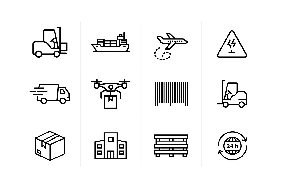 Logistics and Supply Chain Icon Set, an Outline Icon by VectStock (Photo 1 of 2)