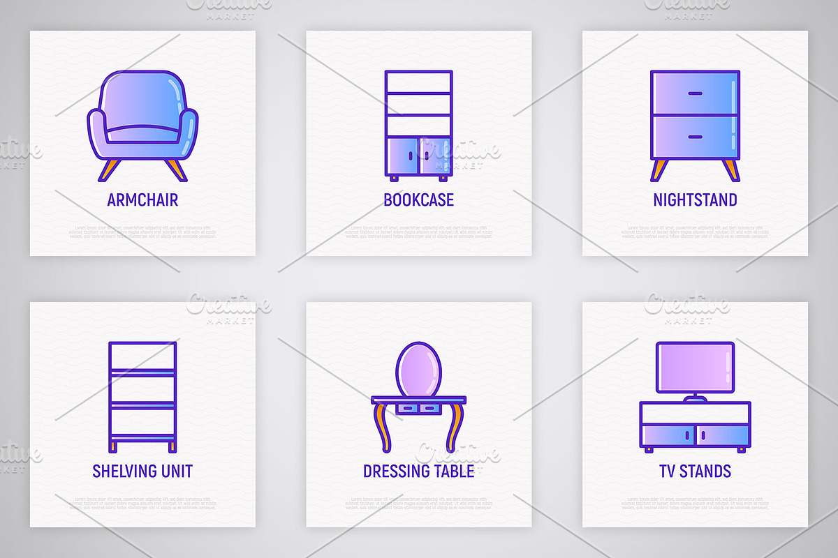 Furniture | 16 Thin Line Icons Set, an Outline Icon by Alex Blogoodf (Photo 6 of 11)