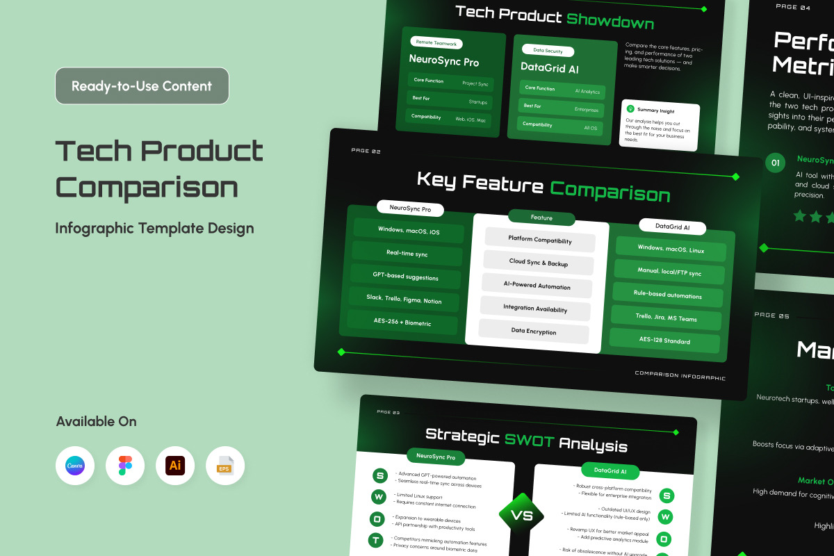 Tech Infographic Cards with Hover UI, a Work Illustration by twinstd