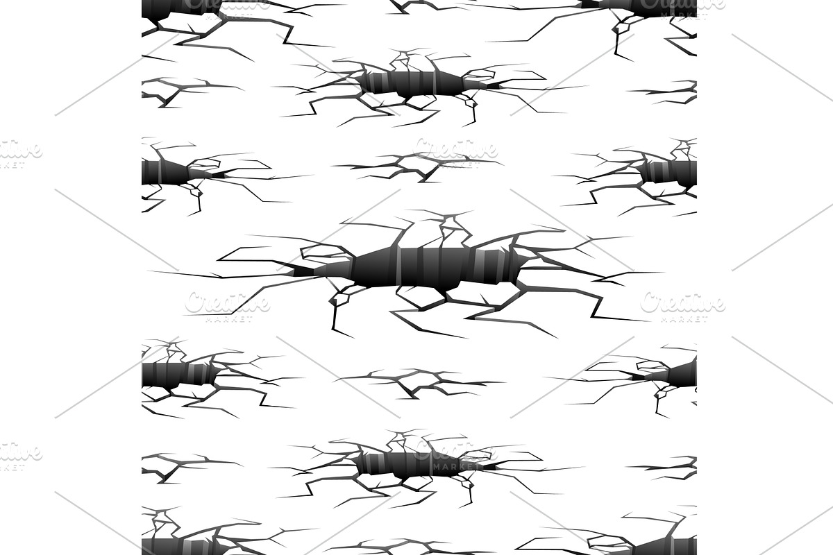 Black cracks in ground on white, a Texture Illustration by Vectorbuum