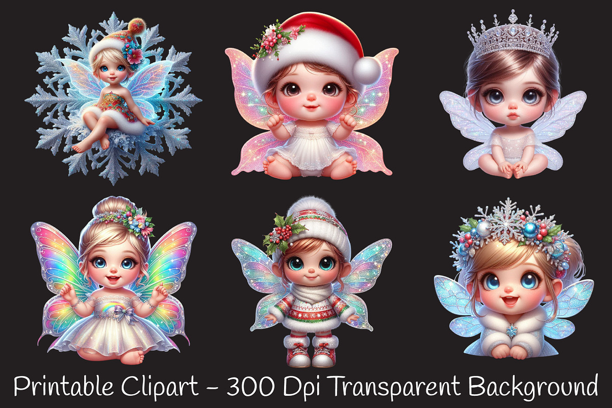 Cute Christmas Baby Fairy Girl Water, an Illustration by RobertsArt (Photo 2 of 5)