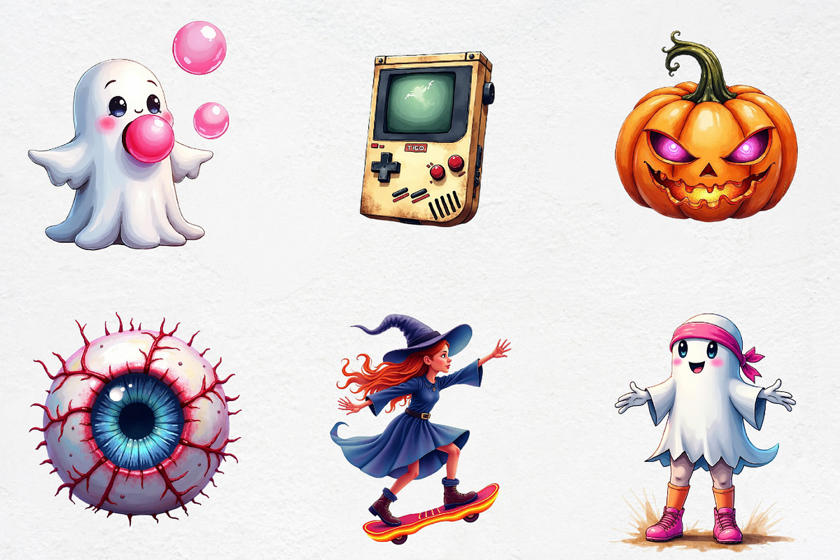 Nostalgic 90s Halloween Clipart, an Illustration by CrexoraLab (Photo 2 of 5)