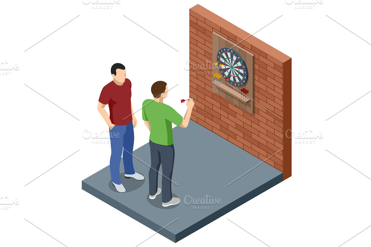 Darts Players. Isometric darts game, an Object Illustration by Golden Sikorka