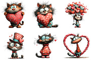 Whimsical Quirky Valentine Cat PNG, an Illustration by CraftArtStudio (Thumbnail 3 of 6)