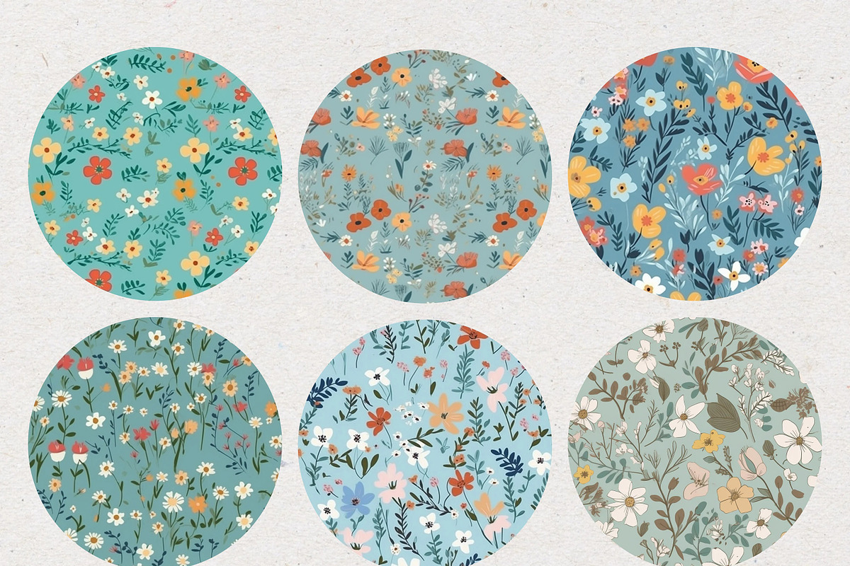 Blue Ditsy Floral Seamless Patterns, a Pattern Graphic by Natural Planners (Photo 2 of 8)