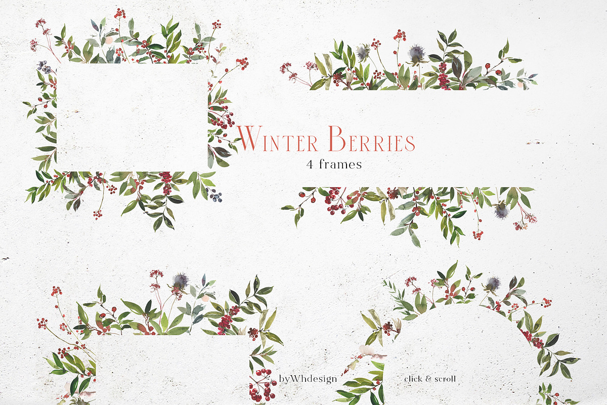 Winter Berries Christmas Watercolour, a Decorative Illustration by whiteheartdesign (Photo 5 of 14)