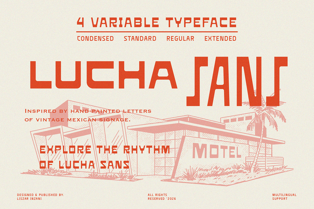 Lucha Sans – Variable Font, a Sans Serif Font by Liszar Inzani (Photo 1 of 6)