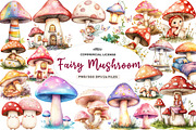 Watercolor Cute Magic Fairy Mushroom, an Illustration by CreationArt (Thumbnail 1 of 9)