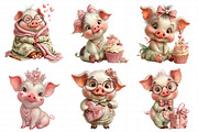 Watercolor Valentine Pig Clipart, an Illustration by Daily.Designs (Thumbnail 3 of 6)