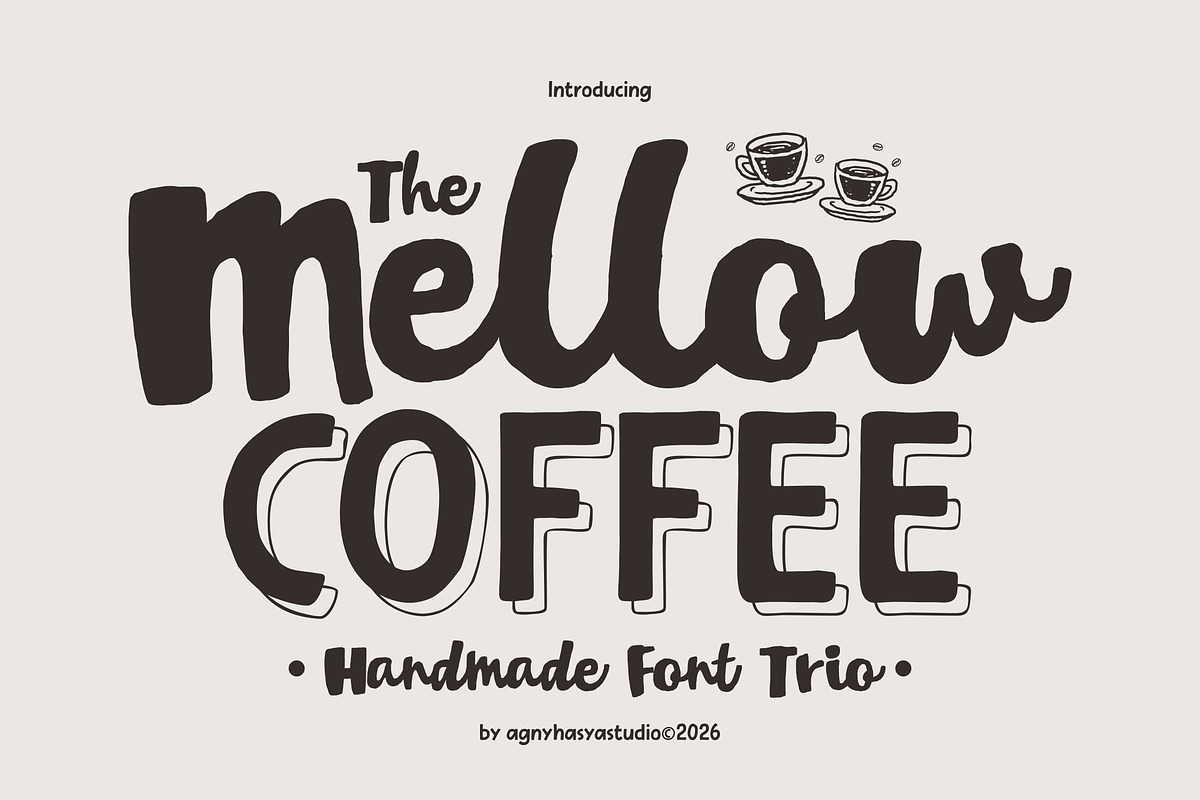 Mellow Coffee - Handmade Font Trio, a Script Font by agnyhasyastudio (Photo 1 of 15)