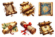 Vintage Medieval Scroll Clipart, a Graphic by CitraGraphics (Thumbnail 2 of 4)