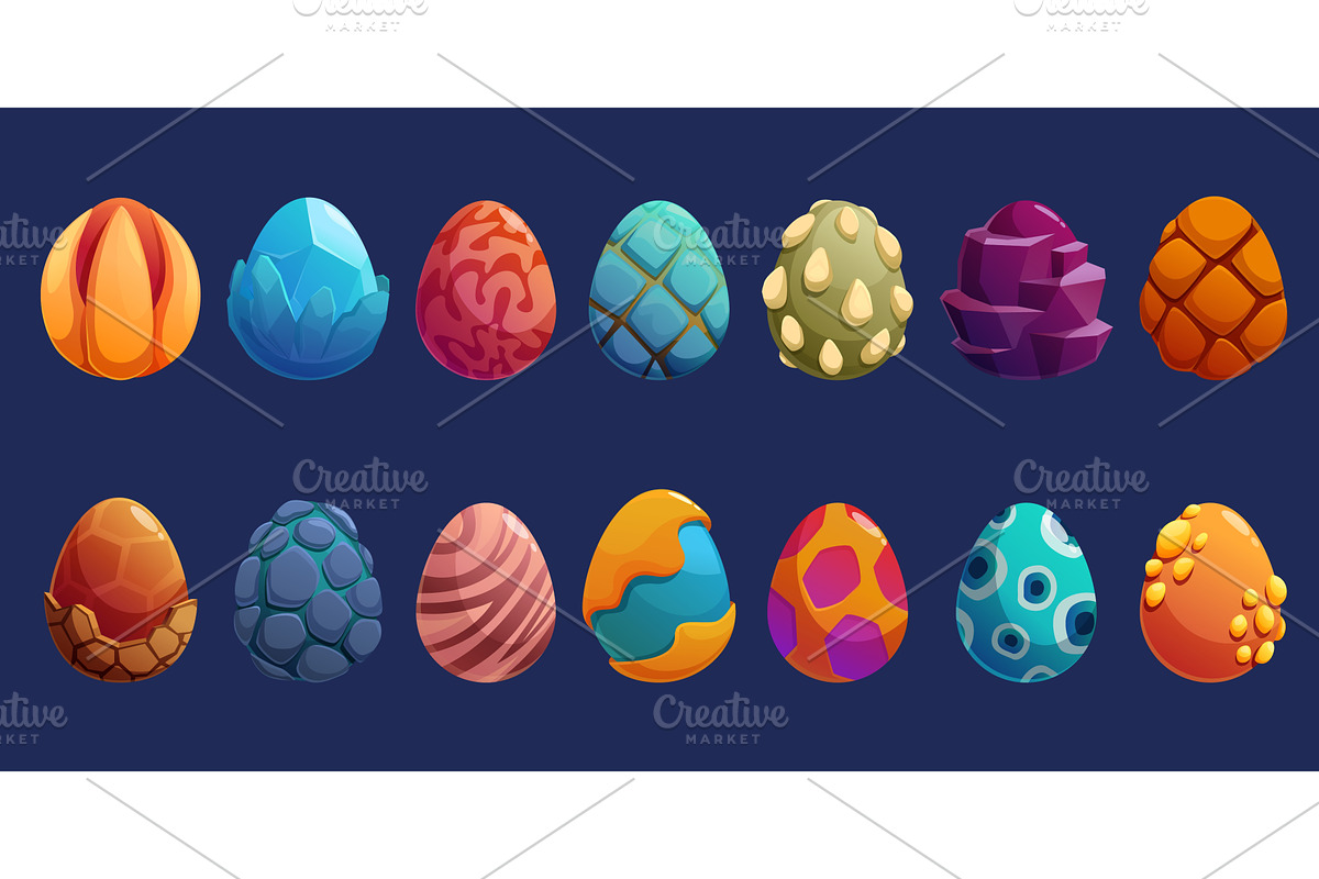 Fantasy dragon eggs. Cartoon neon, an Illustration by Valerie Bodnar