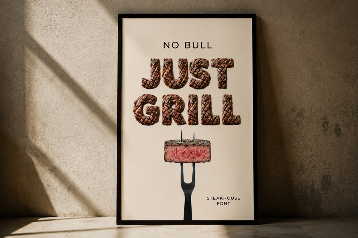 Steakhouse Font, a Sans Serif Font by Handmadefont (Photo 3 of 14)