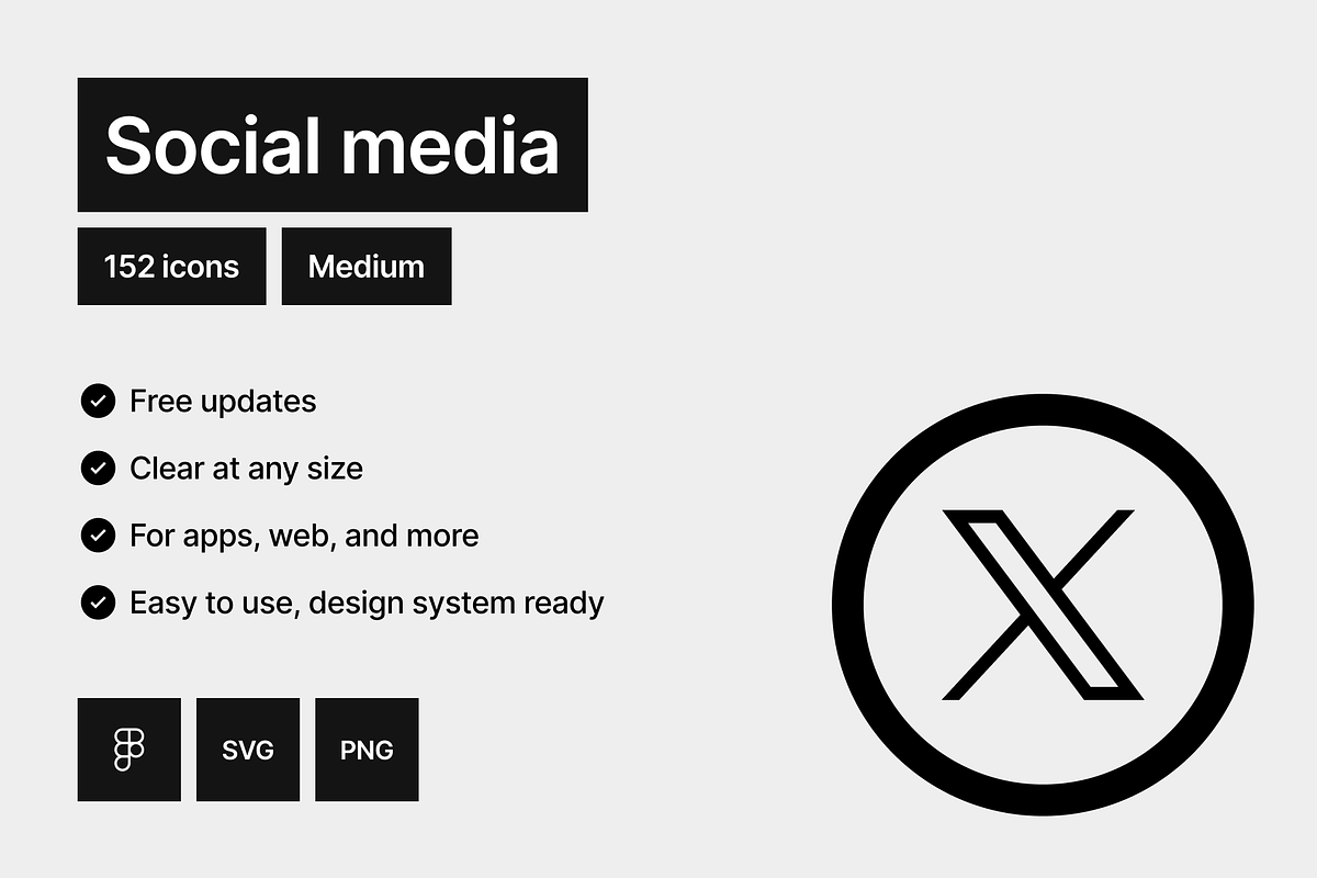 Social media - Medium - 152 icons, an Outline Icon by Pictomate (Photo 7 of 7)