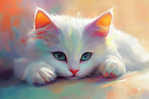 Artistic painting of a fluffy cat, an Animal Photo by MistyDay