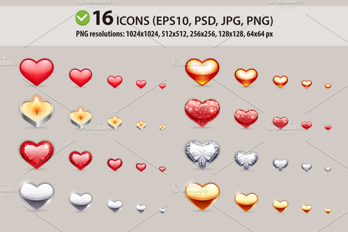 Vector Icons Hearts Set preview 2