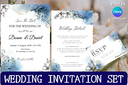 MINIMAL Blue WEDDING Invitation SET, an Invitation Template by MagicLove Creations (Thumbnail 1 of 7)