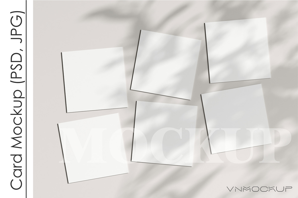 Square Cards Mockup PSD JPG, a Print Template by VNmockup | Creative Market