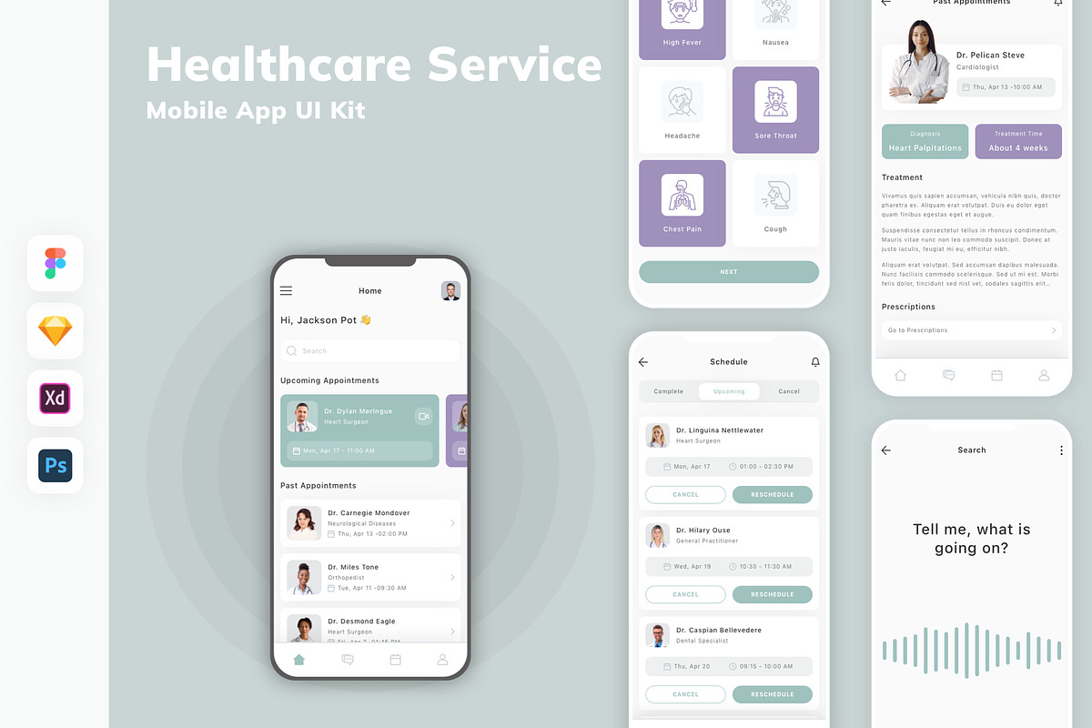 Healthcare Service Mobile App UI Kit, an UI Kit Template by uicube