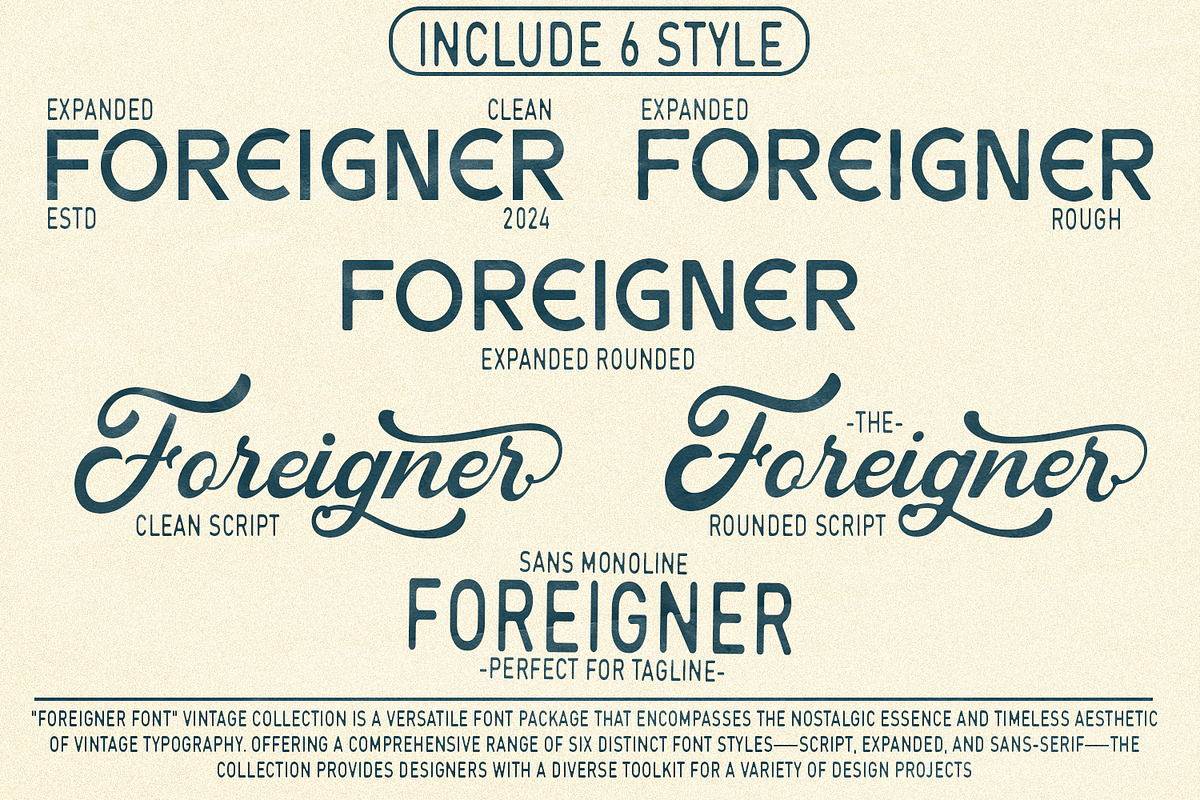 Foreigner - Vintage Font Collection, a Font by HeyFonts (Photo 2 of 15)
