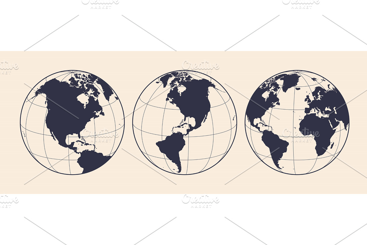Globe, map, North South America, an Illustration by Foxys Graphic