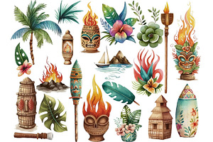 Tiki Tiki Hut Clipart Collection