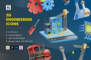 3D Engineering Icons, an Object 3D Model by Flat Icons (Thumbnail 1 of 8)
