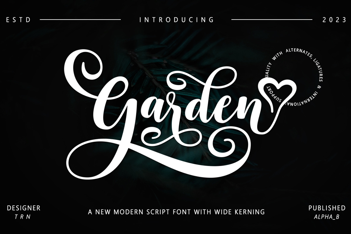 Garden, a Script Font by Alpha Bento (Photo 1 of 8)
