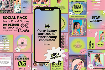 Y2K Fashion Instagram Post Templates, a Social Media Template by Rawr Designs Inc.