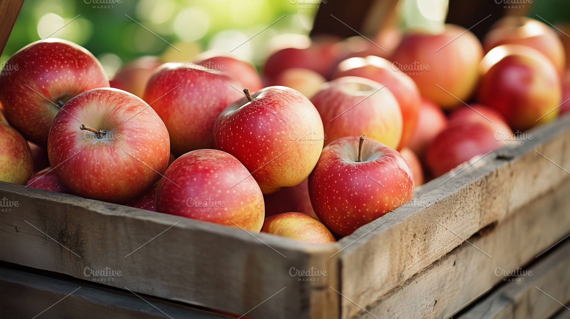 Organic apples in wooden crate, a Food & Drink Photo by MistyDay