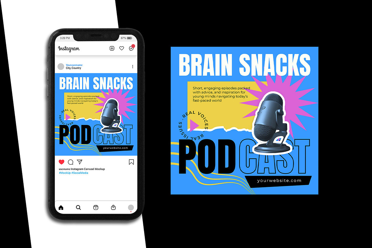 Podcast Instagram Post Template, a Social Media Template by Artnivora.Std (Photo 2 of 5)