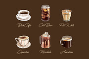 Coffee set. Vector illustrations, a Food Illustration by Svitlo illustrations (Thumbnail 4 of 4)
