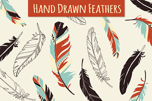 Feather Elements / Hand Drawn